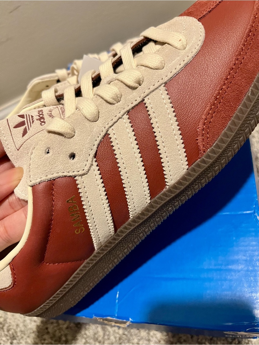 adidas Samba OG Red Wine and White Men's Sneakers - Picture 2 of 6